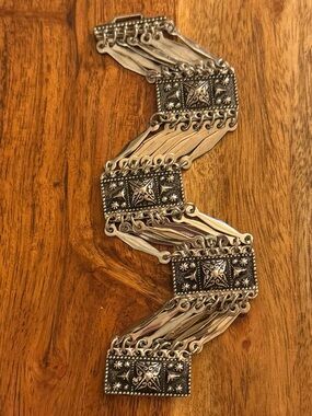 Vintage Sterling Hecho En Mexico Pyramid Design Chain Bracelet